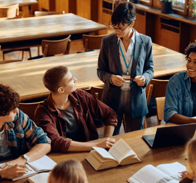 Image showing of students talking to a lecturer